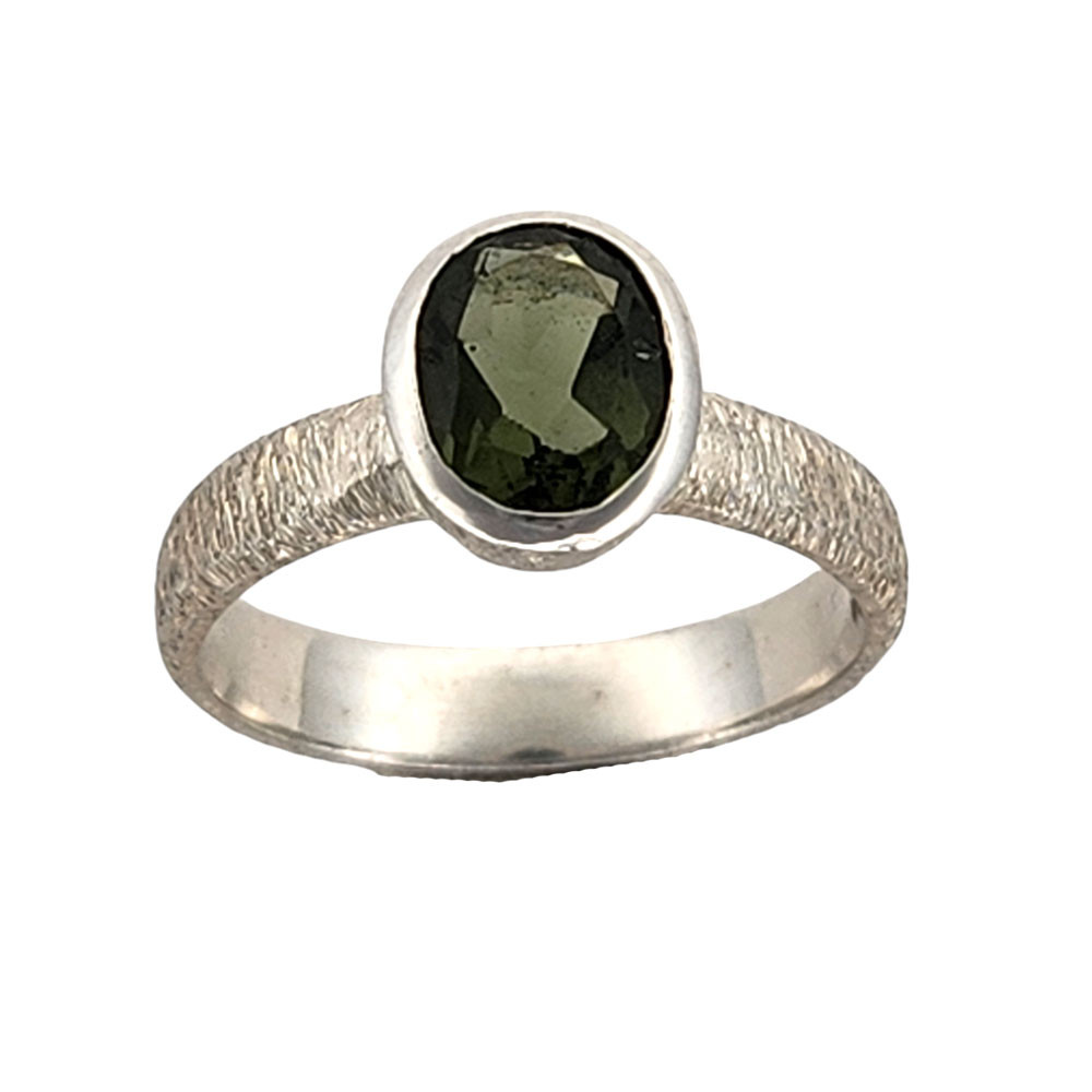 GREEN MOLDAVITE STERLING SILVER RING PURPLE LEOPARD BOUTIQUE