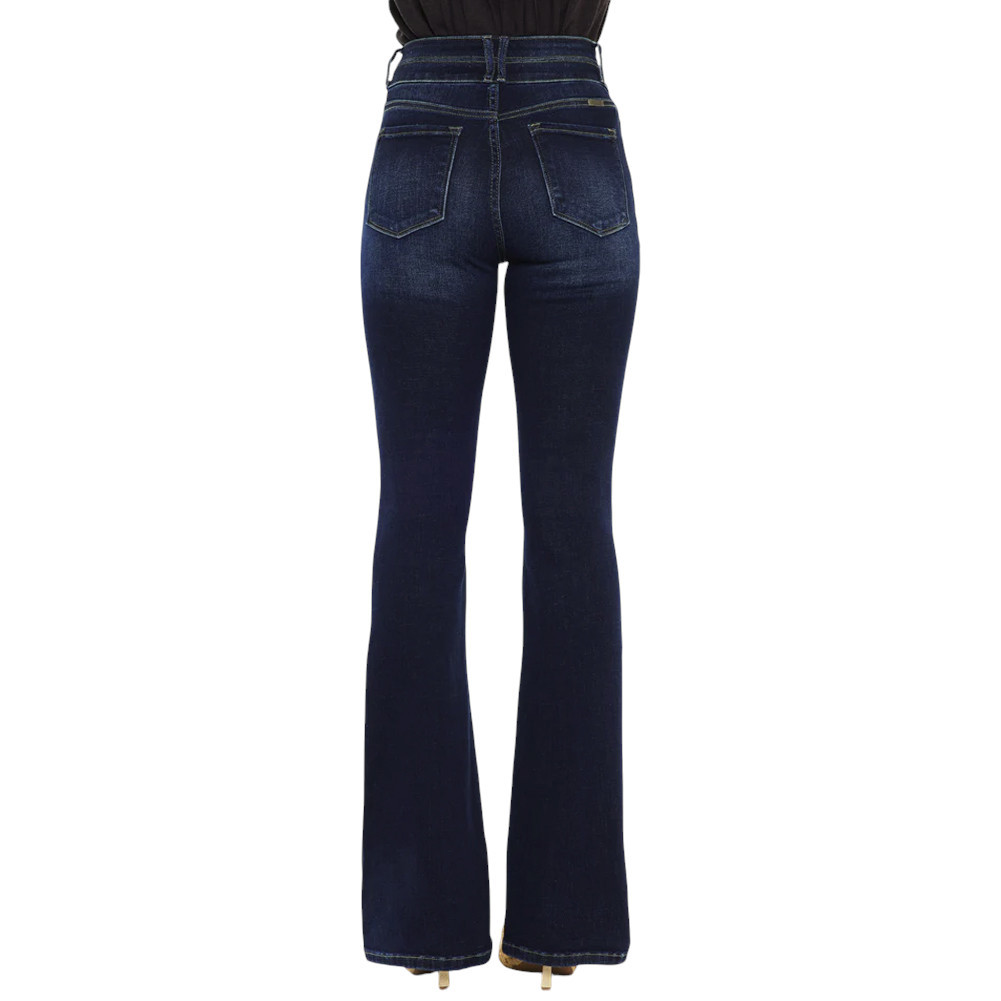 KANCAN HIGH RISE BOOTCUT JEANS PURPLE LEOPARD BOUTIQUE