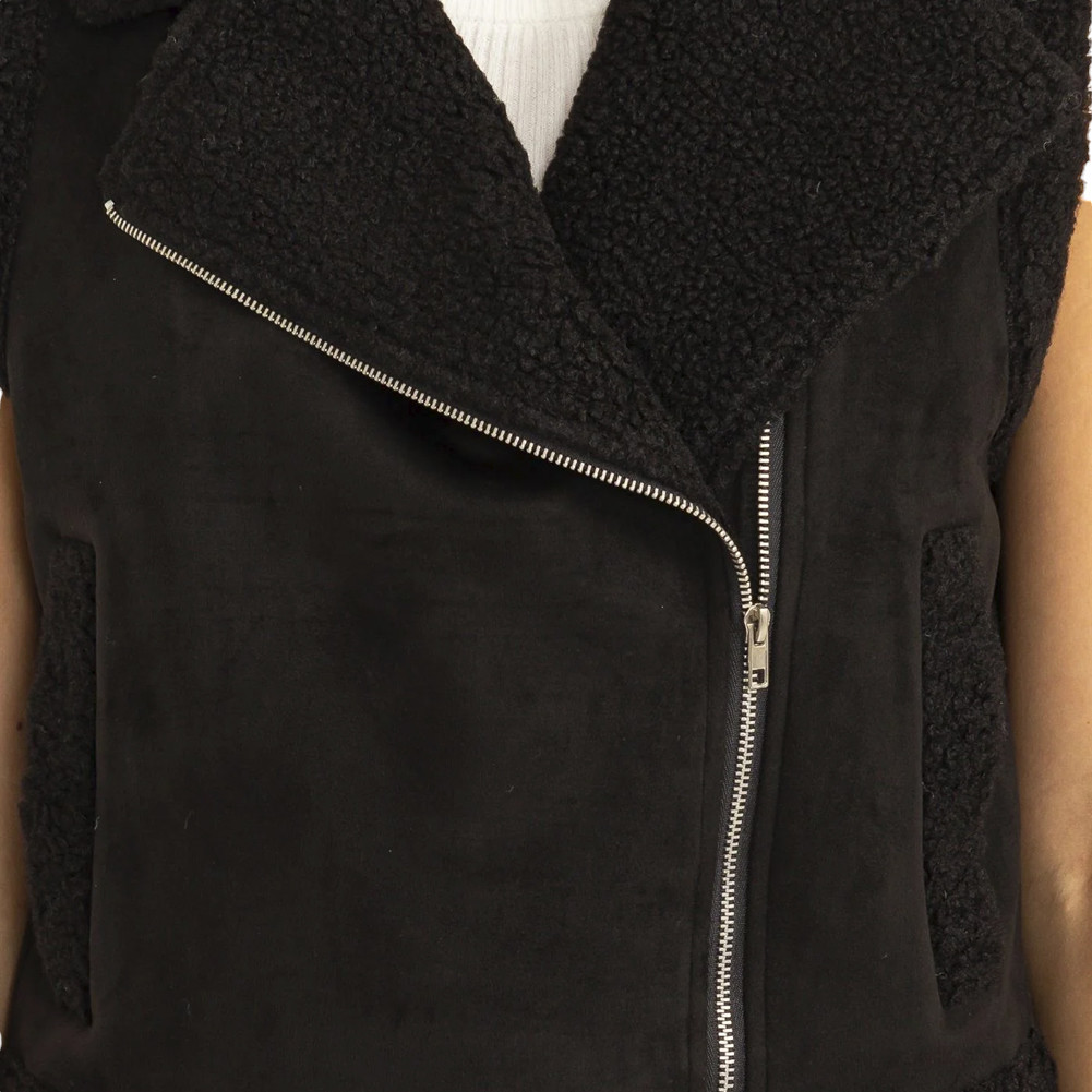 FAUX SUEDE BLACK CROP VEST | PURPLE LEOPARD BOUTIQUE