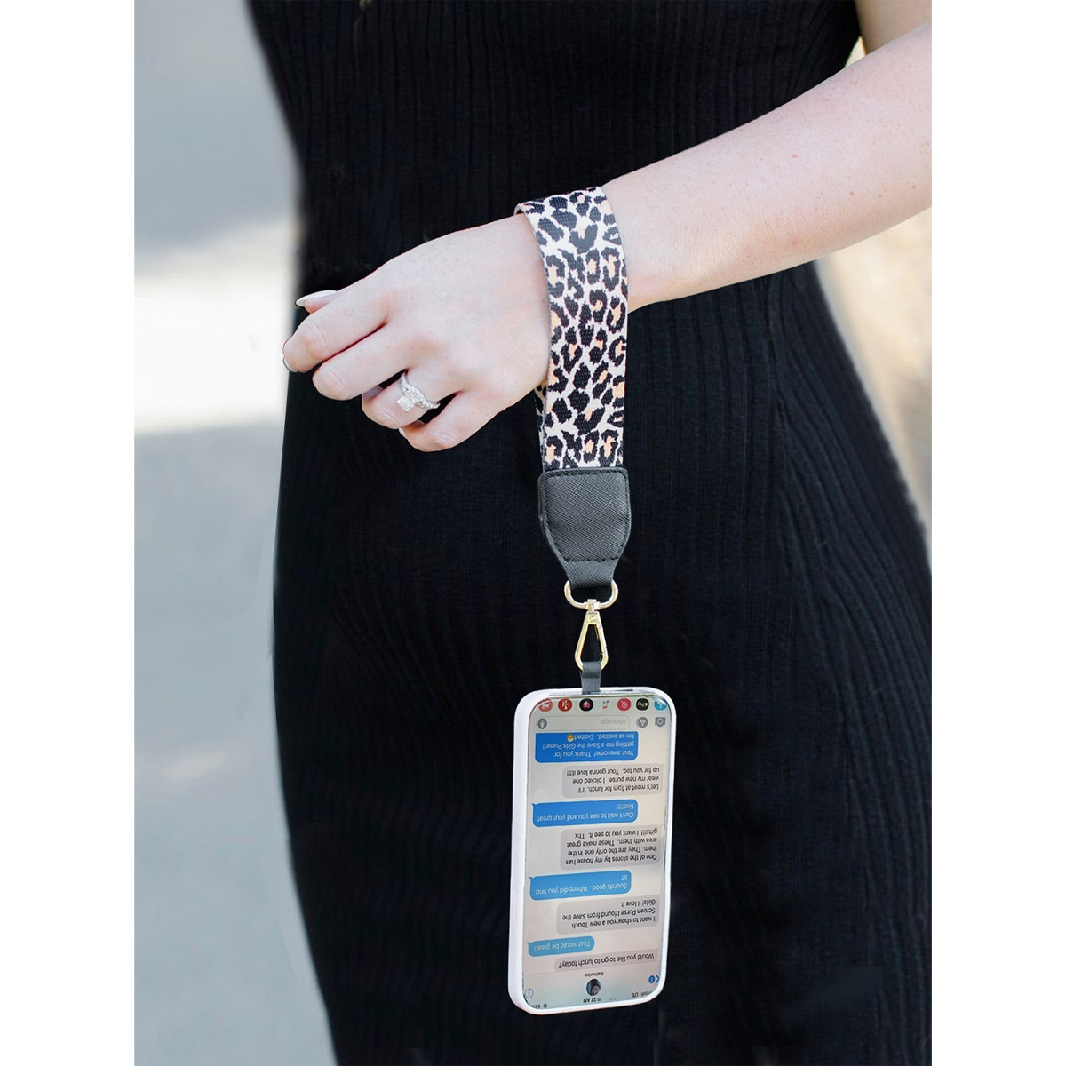 PAW PRINT PATTERN STRAP CLIP & GO PHONE CARRIER | PURPLE LEOPARD