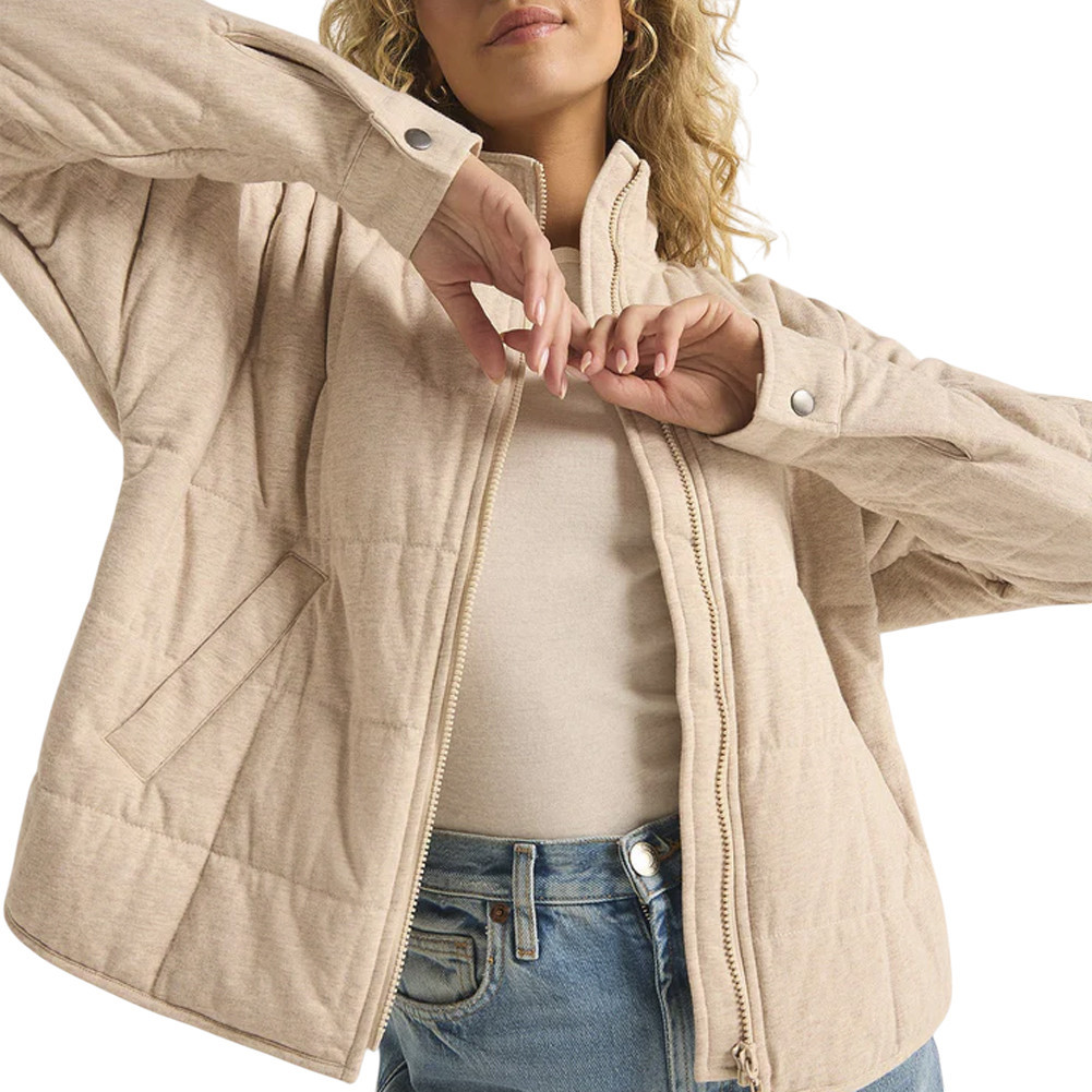 Z SUPPLY BONFIRE JACKET HEATHER LATTE | PURPLE LEOPARD BOUTIQUE