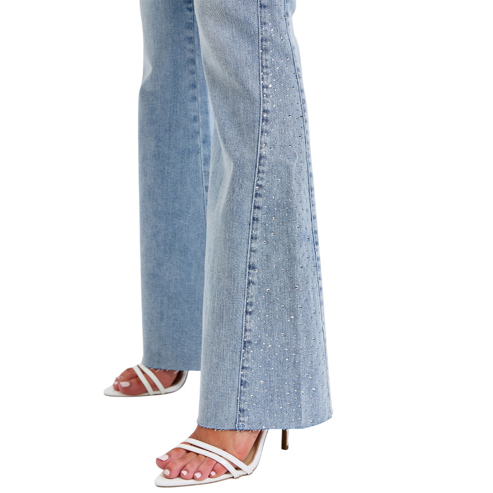 JUDY BLUE RHINESTONE FLARE JEANS | PURPLE LEOPARD BOUTIQUE