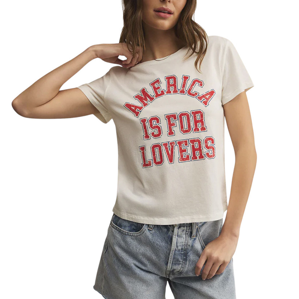 Z SUPPLY AMERICA IS FOR LOVERS TOURIST TEE | PURPLE LEOPARD BOUTIQUE