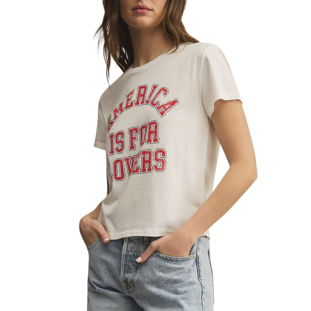 Z SUPPLY AMERICA IS FOR LOVERS TOURIST TEE | PURPLE LEOPARD BOUTIQUE