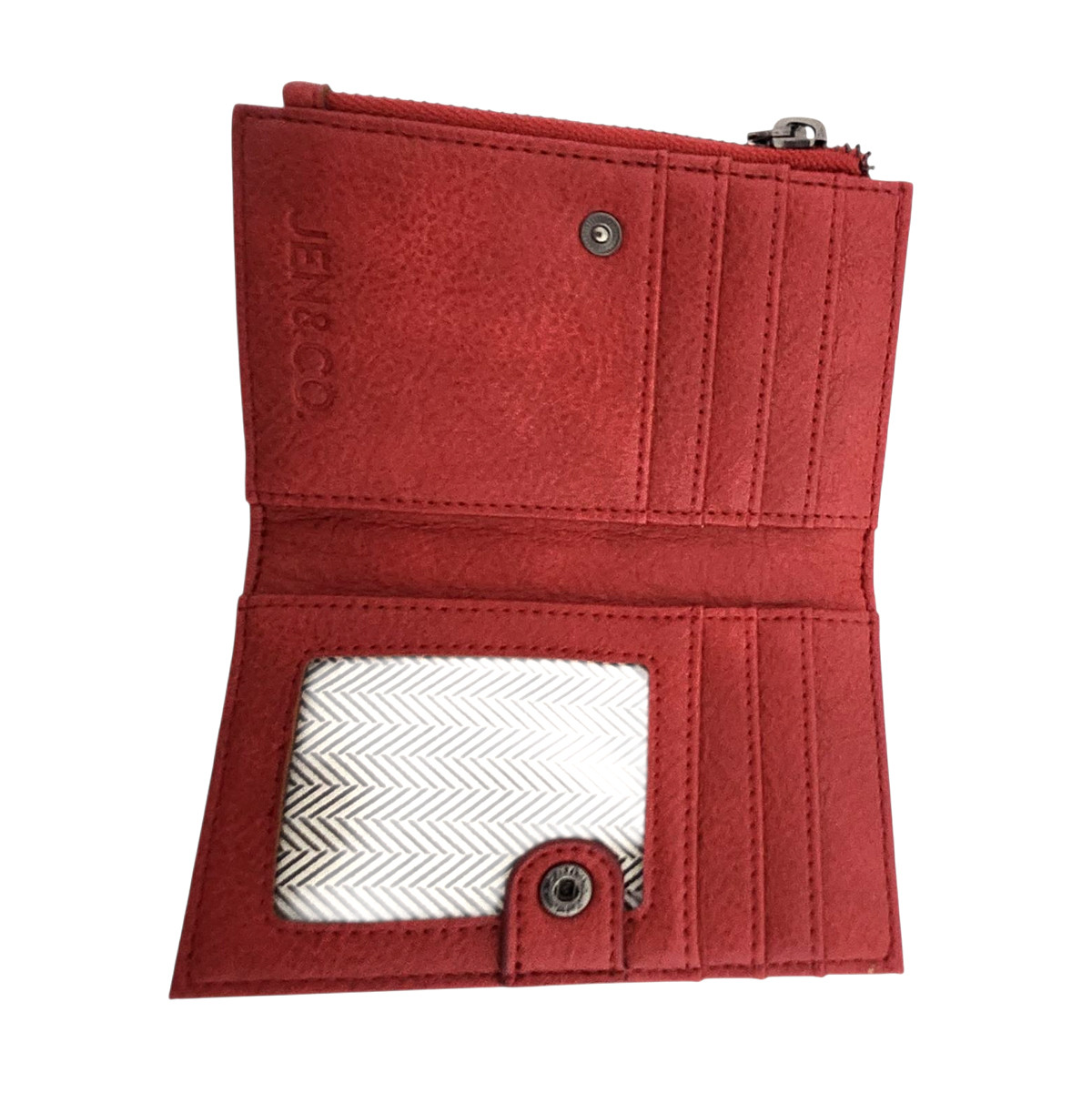 JEN & CO. BERRY RED ZARA CREDIT CARD WALLET | PURPLE LEOPARD BOUTIQUE