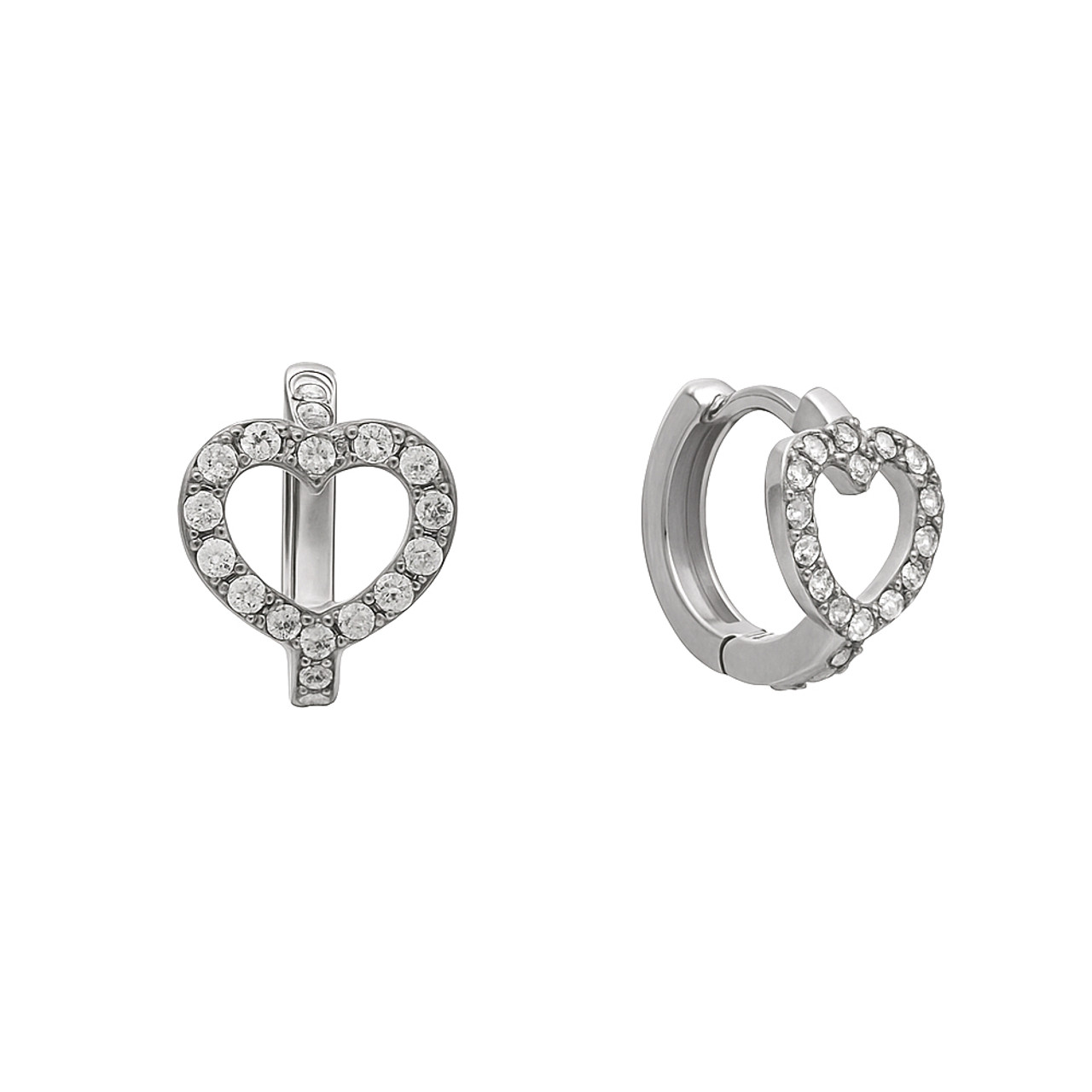 JK♡ STERLING SILVER HEART HUGGIE HOOP EARRINGS | PURPLE LEOPARD