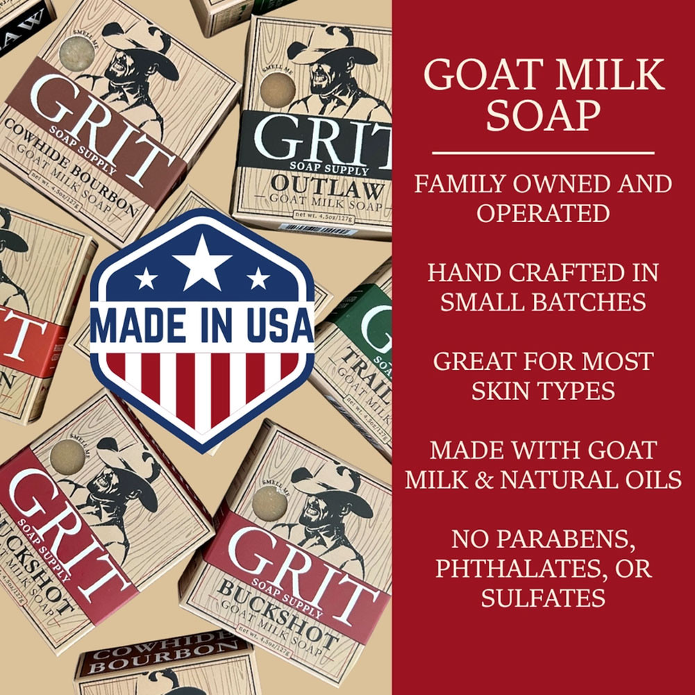 GRIT SOAP SUPPLY - COWHIDE & BOURBON | PURPLE LEOPARD BOUTIQUE