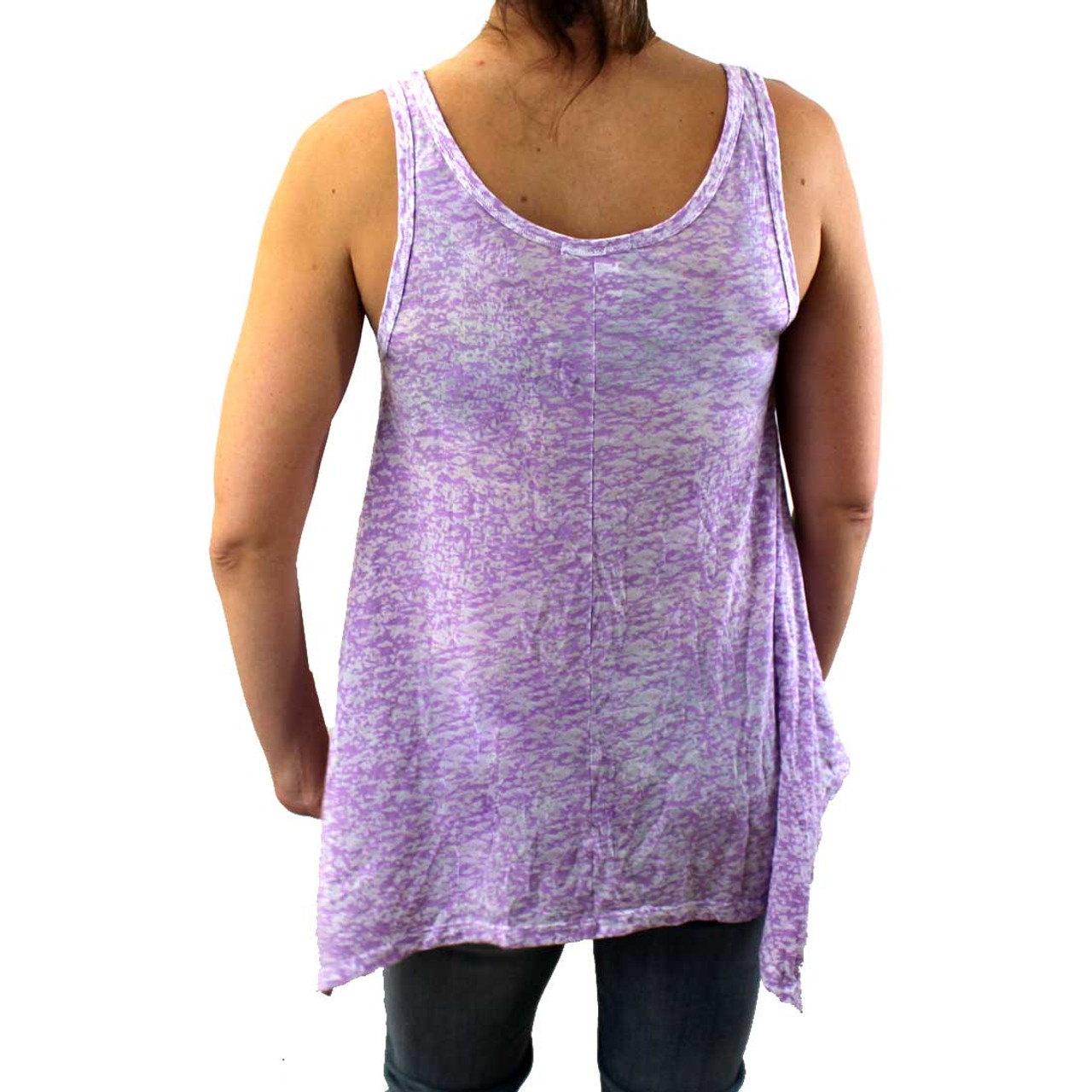 Women's Burnout Purple Tones and White Tank Top Shirt Summer Sheer Cover Up