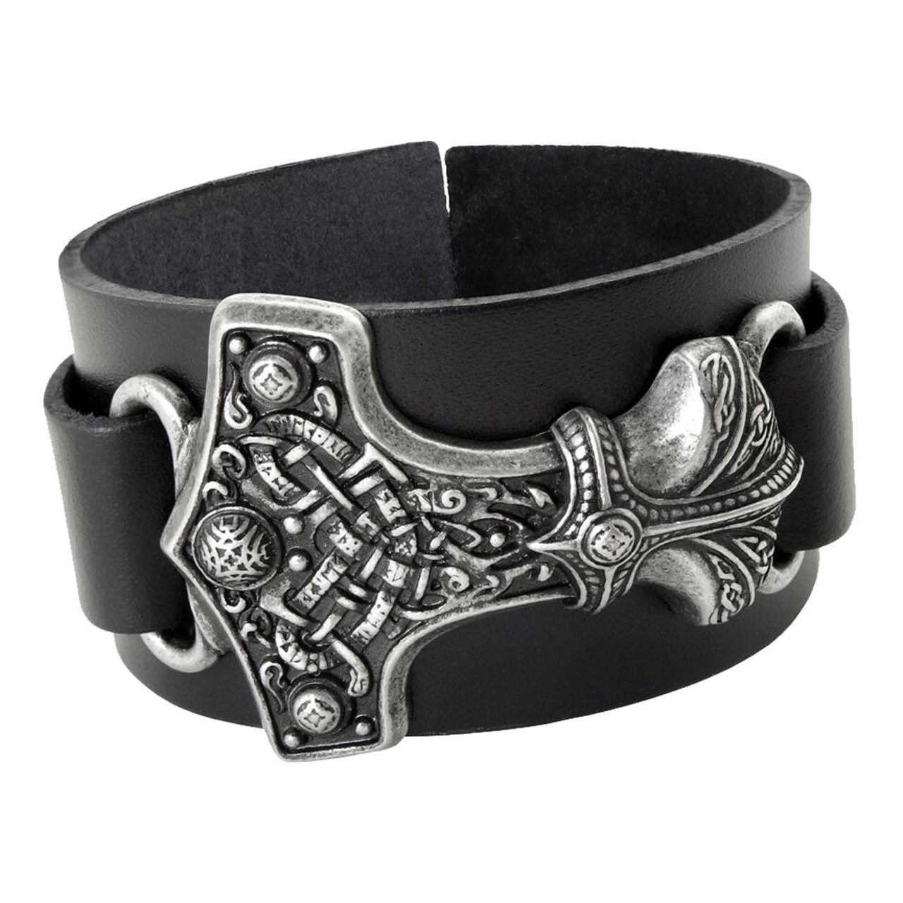 Alchemy Gothic Thunder Hammer Leather Bracelet Cuff A98 - Purple