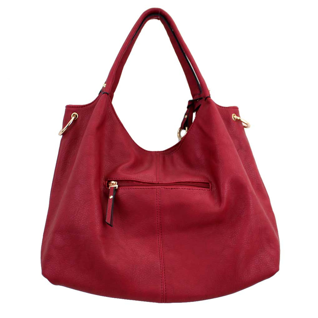 Red Faux Leather Purse Gold Studs Crossbody Hobo Shoulder Bag Satchel ...