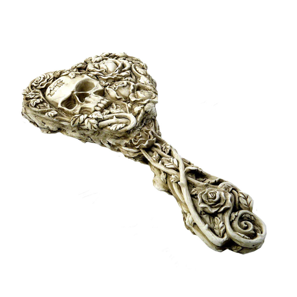 Alchemy Gothic Fate of Narcissus Hand Held Mirror Skull & Roses