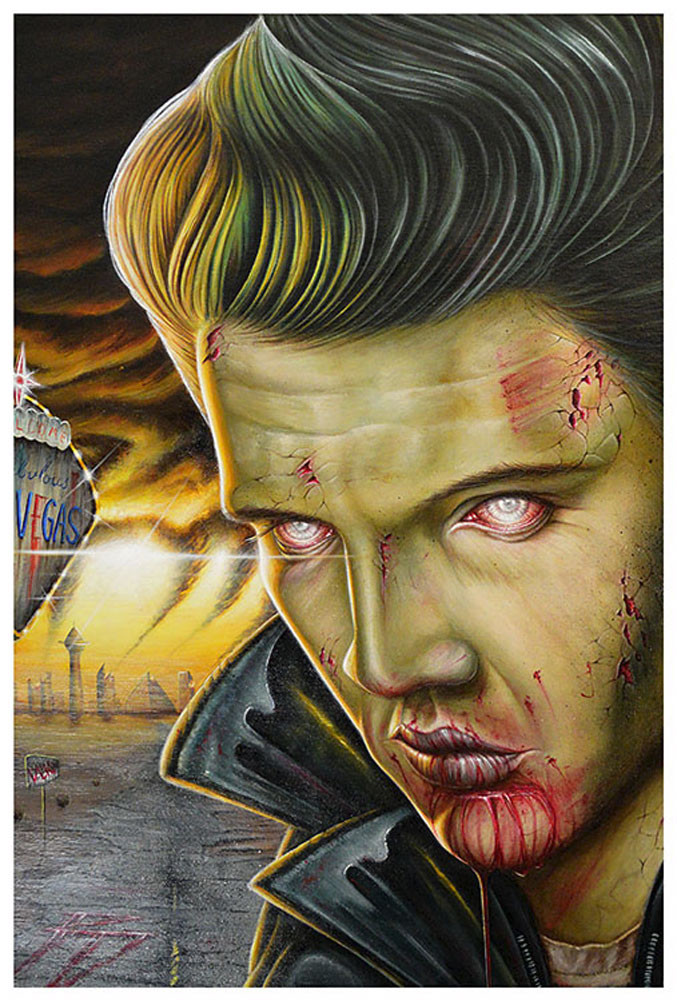 Viva Las Vegas by Randy Drako Fine Art Print Elvis Presley Zombie