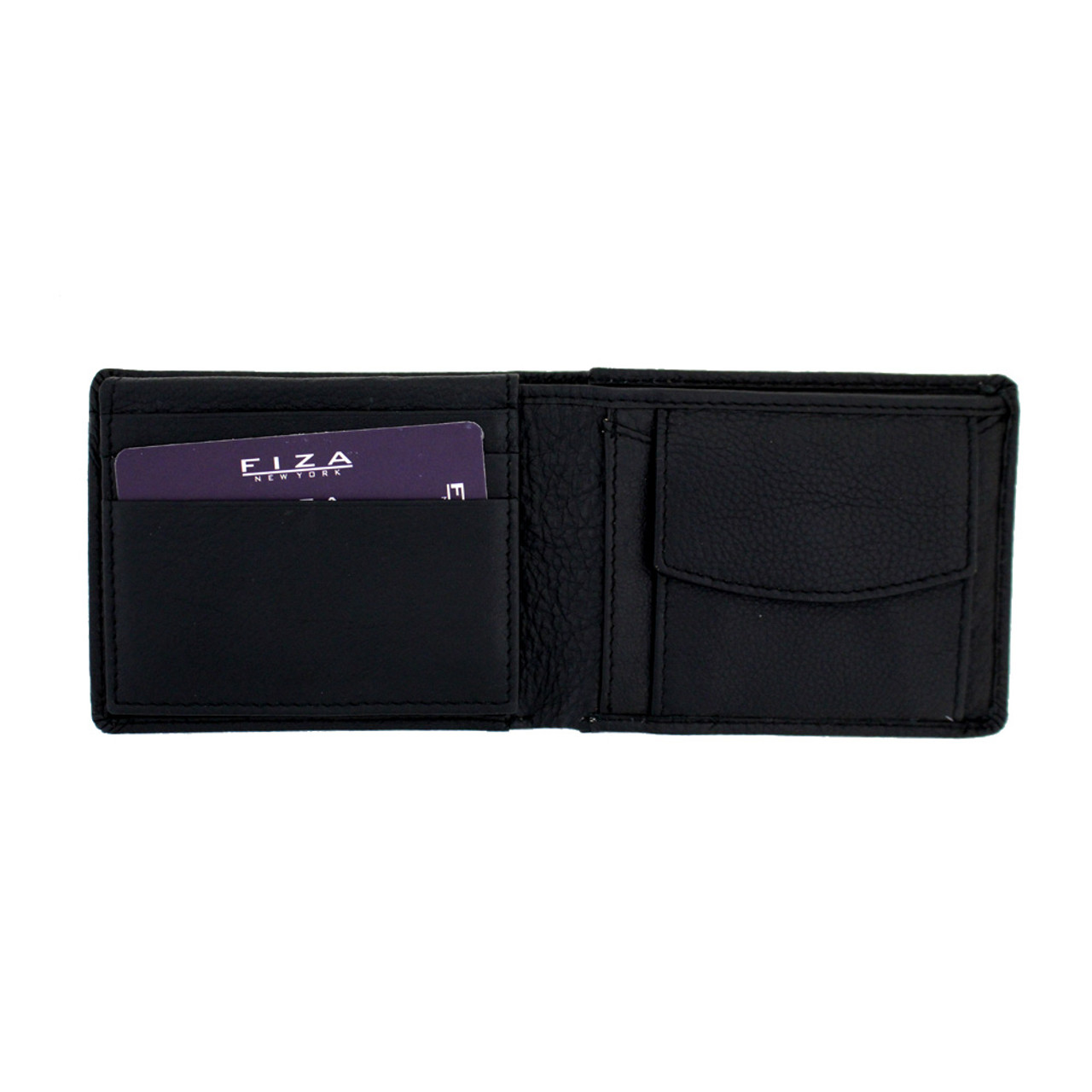 Check Leather Bifold Coin Wallet in Royal - Men