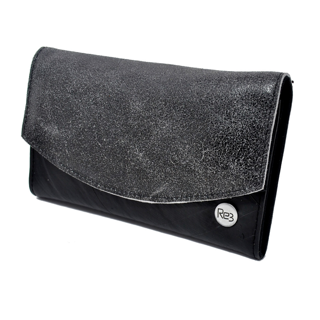 GRAY TIRE TUBE DISTRESSED LEATHER WALLET | PURPLE LEOPARD BOUTIQUE