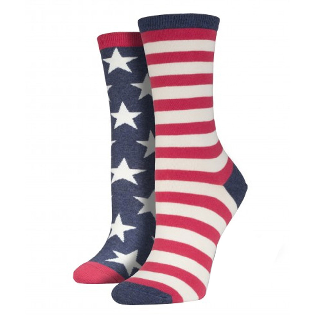 Women's Red & Blue Striped Athletic Socks