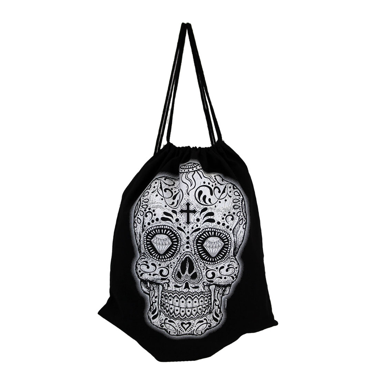 skull drawstring bag