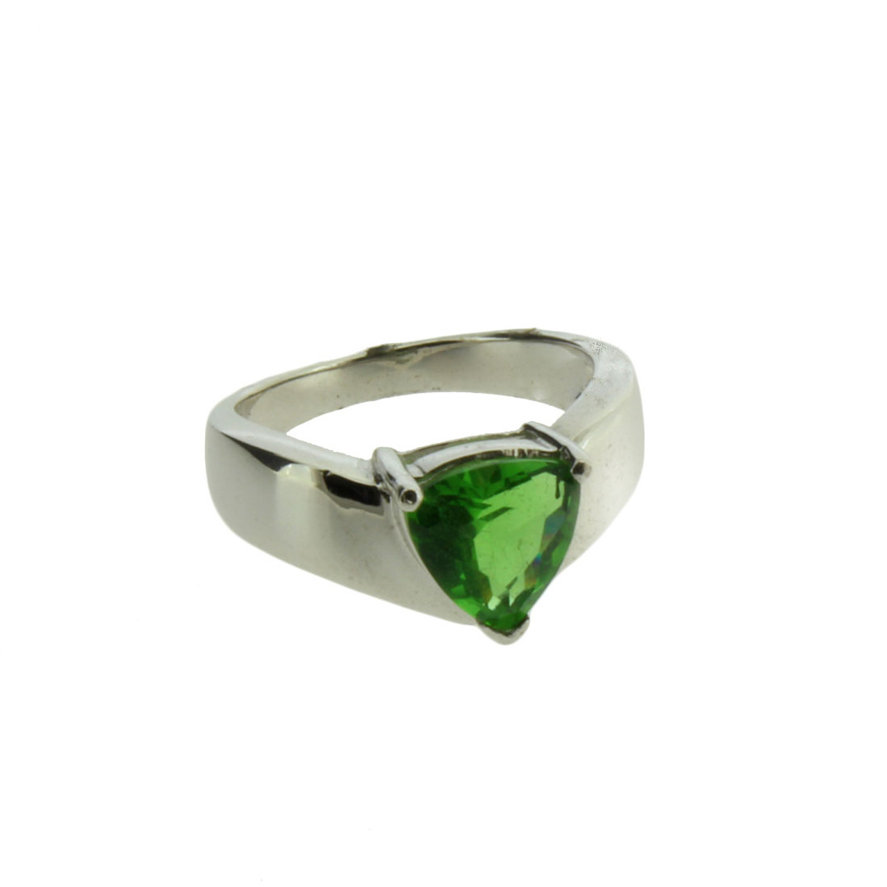 Triangle Shaped Stone Green Helenite Sterling Silver Ring - Purple ...