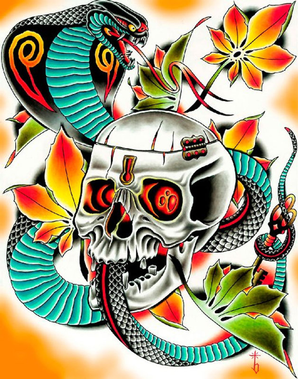 skulls and snakes tattoo designs