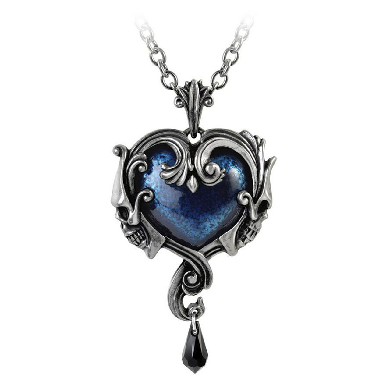 Alchemy Gothic Affaire du Coeur Heart Skull Pendant Necklace Pewter Jewelry  P792 - Purple Leopard Boutique