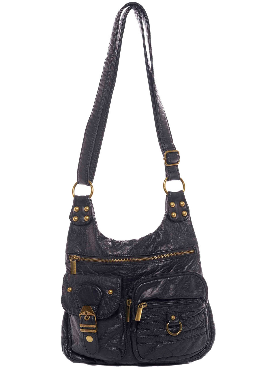 Michael Kors Trisha Leather Medium Triple Compartment Crossbody Bag Black -  Walmart.com