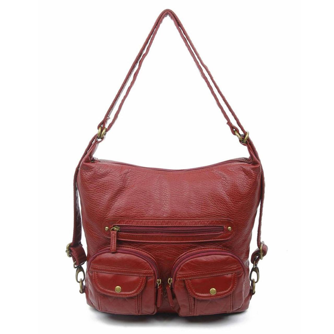 Soft Leather Convertible Backpack Purse