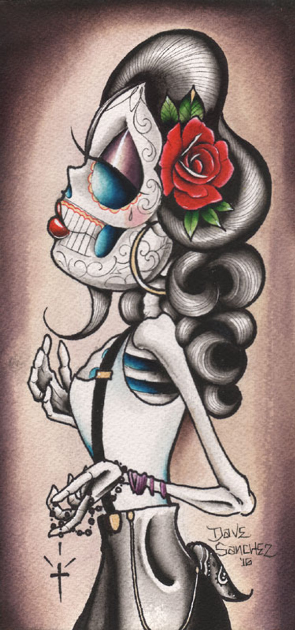 Rosie Y Que By Dave Sanchez Canvas Giclee Tattoo Art Print Sugar