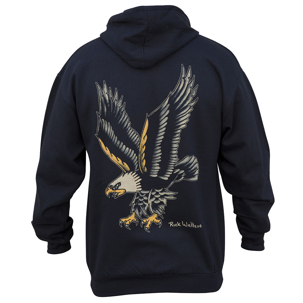 Eagle by Rick Walters Tattoo Art Men's Black Zip Hoodie Jacket