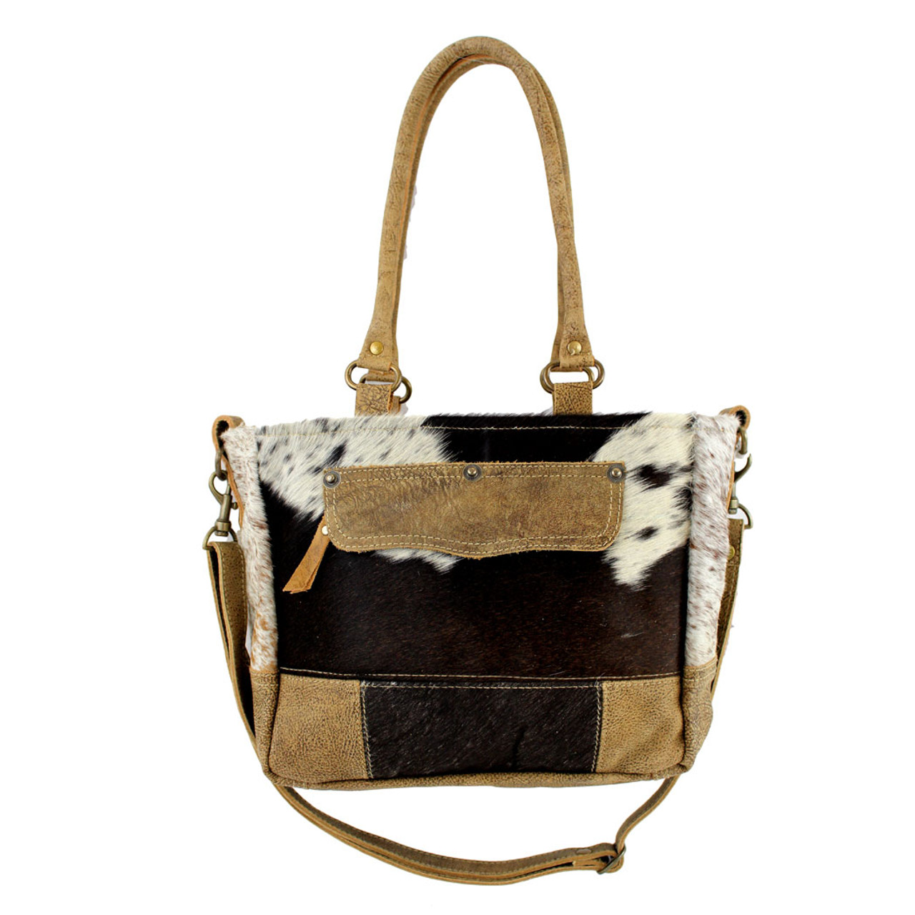 Zoe Cowhide Crossbody  Brindle Cowhide Fur Purse - Light Brown