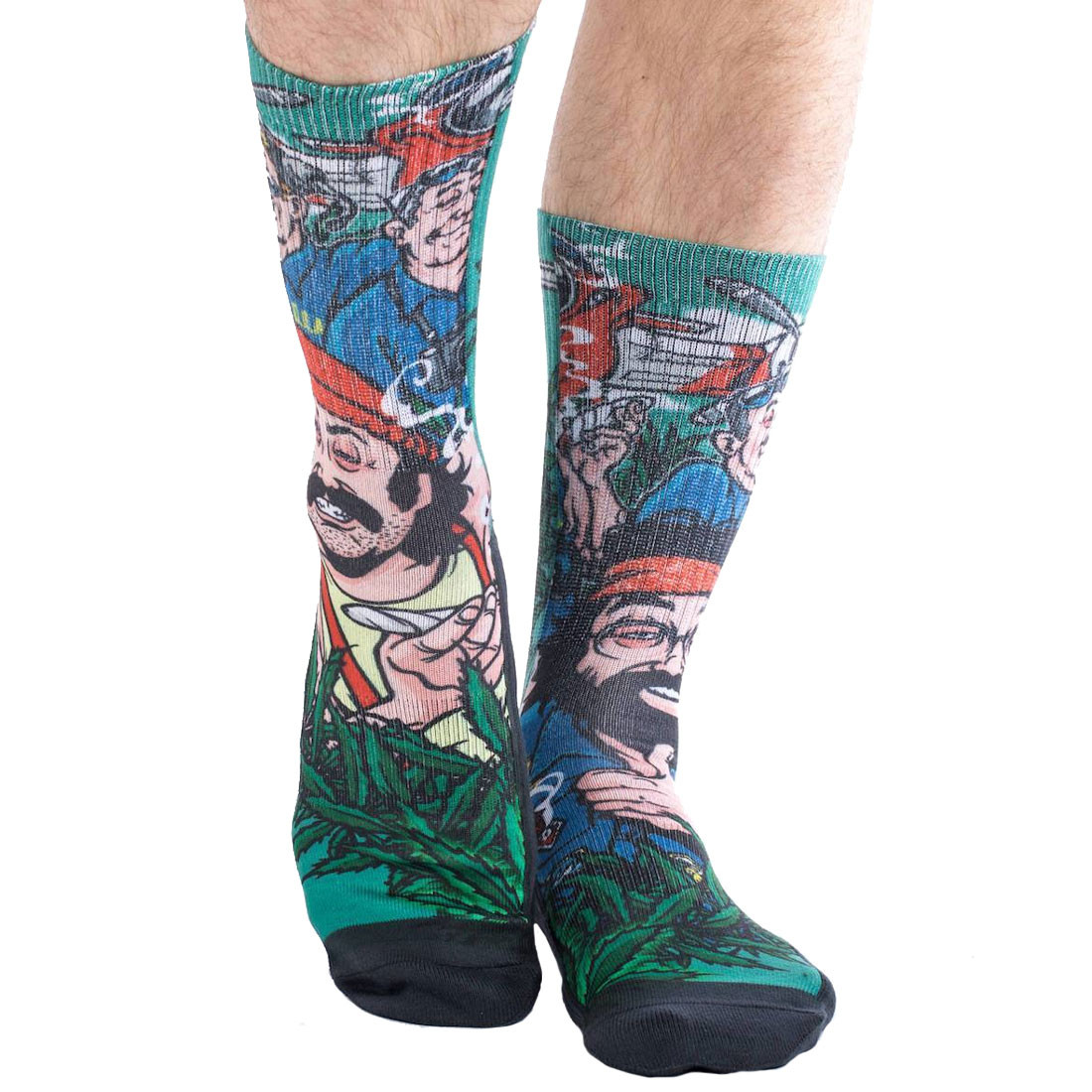 Calzini Divertenti Crazy Socks Cheech &amp; Chong, Modello Crew, Uomo, Un Paio