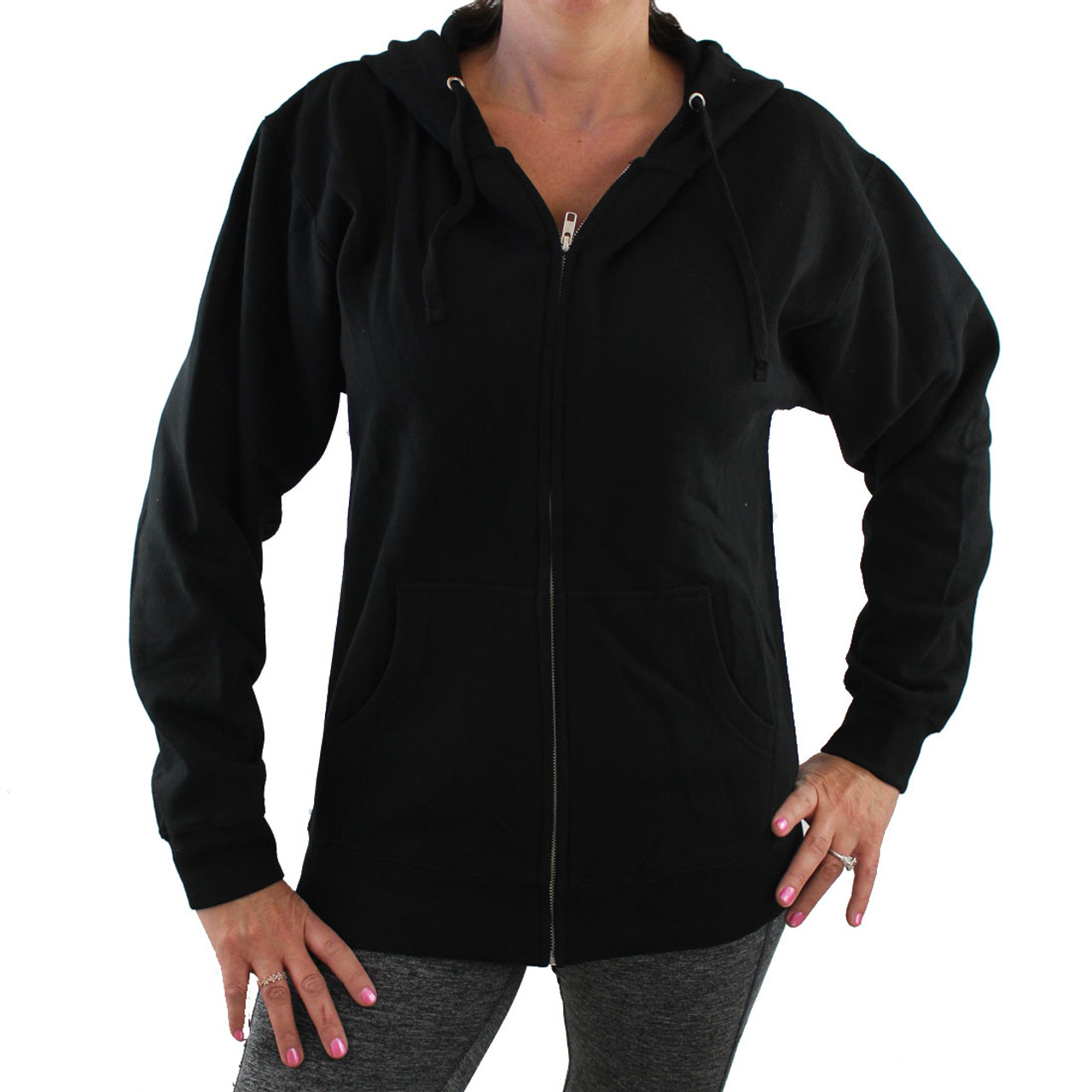 Buy DKNY Women Black Front Zipper Jacket With Thumb holes for Women Online  | The Collective