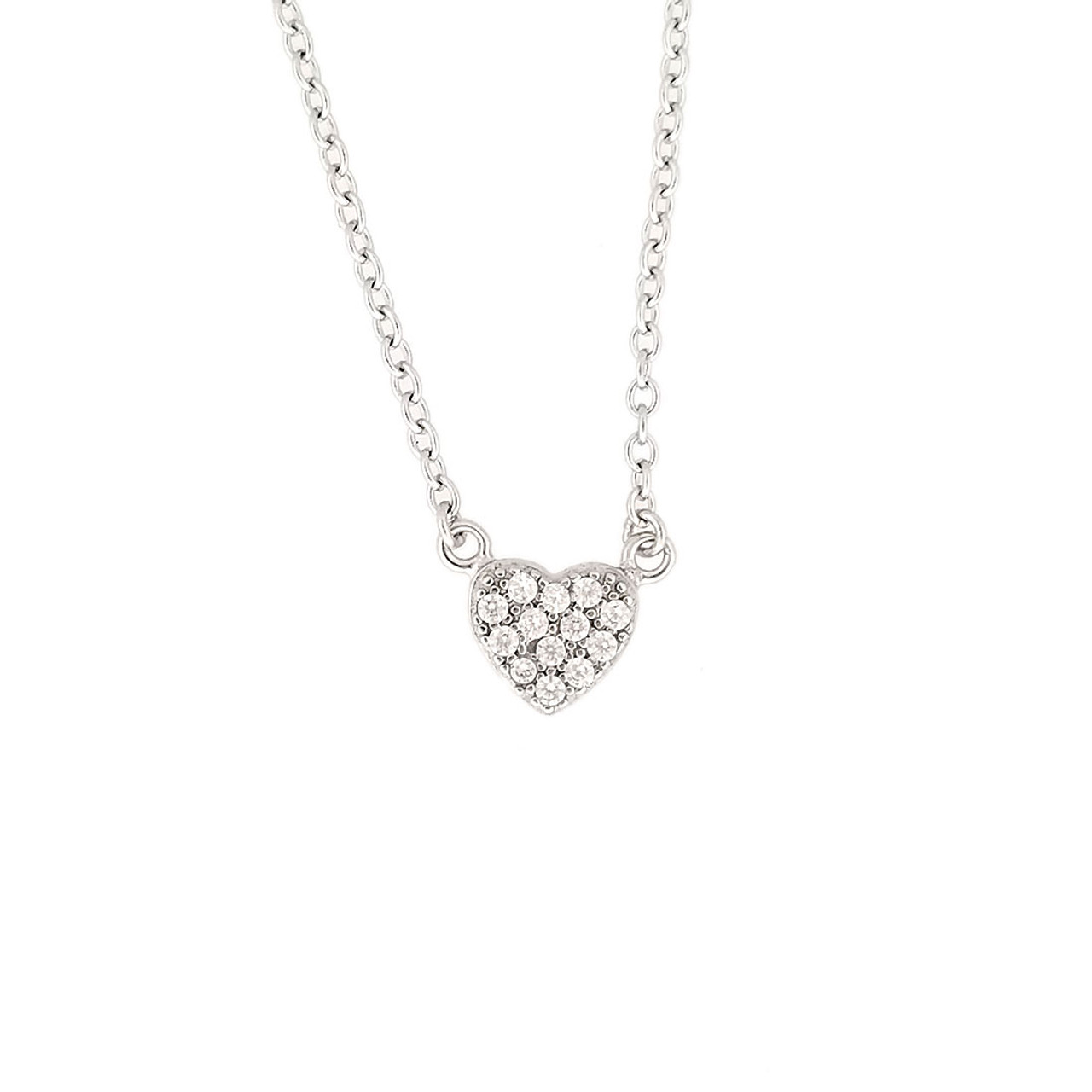 Tiny Clear Crystal Heart Flower Girl Necklace – alexandreasjewels