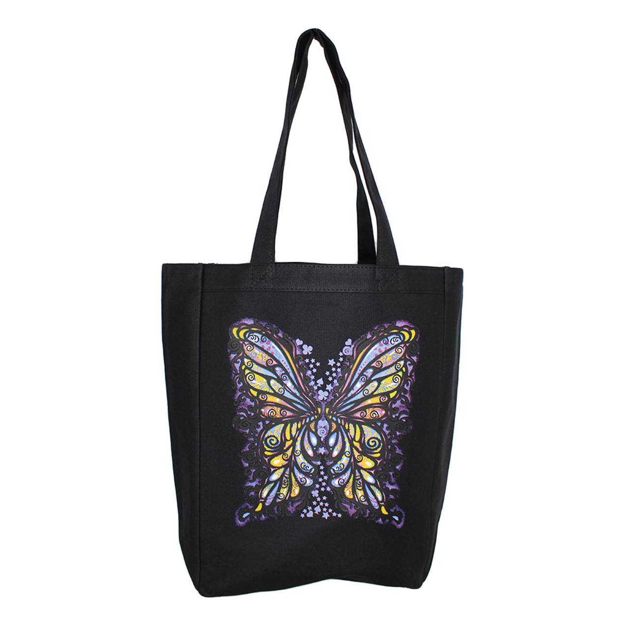 Butterfly Black Tote Bag Canvas Shopper