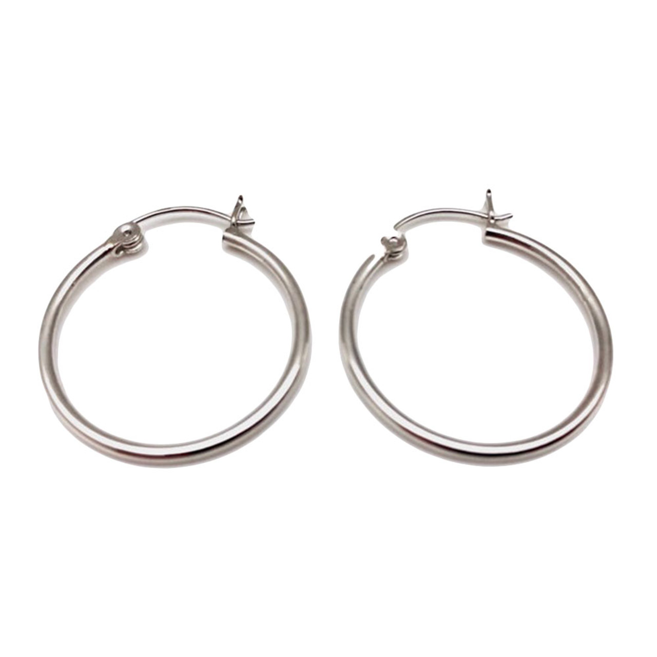 Stainless Steel Silver Hoops Earrings