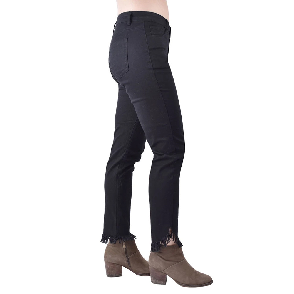 ETHYL BLACK DENIM FRAYED JEANS | PURPLE 