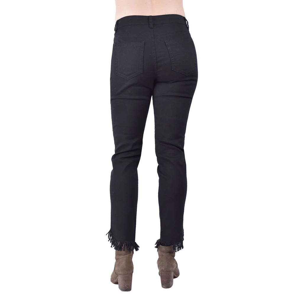 ETHYL BLACK DENIM FRAYED JEANS | PURPLE 