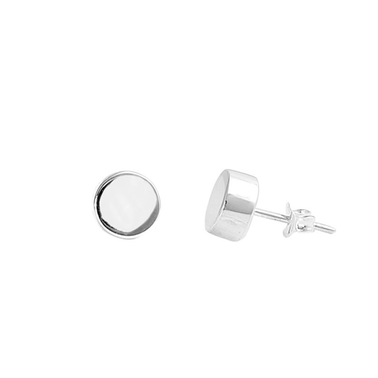 ROUND AND FLAT SILVER STUD EARRINGS 