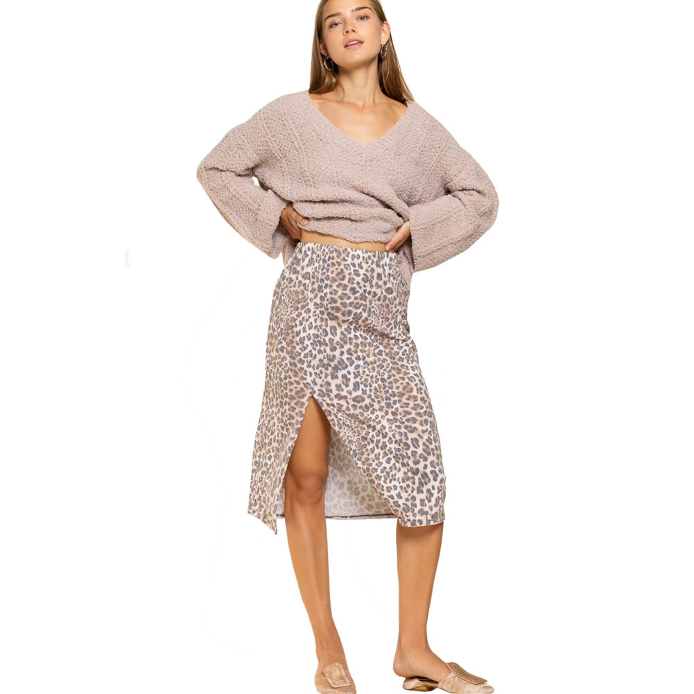 POL CLOTHING LEOPARD PRINT SKIRT PURPLE LEOPARD BOUTIQUE