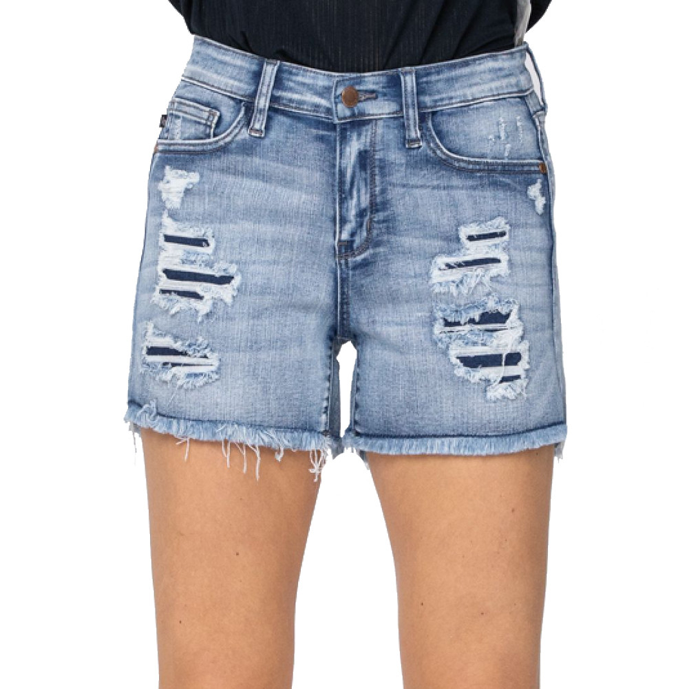 JUDY BLUE WASHOUT CUT OFF SHORTS 
