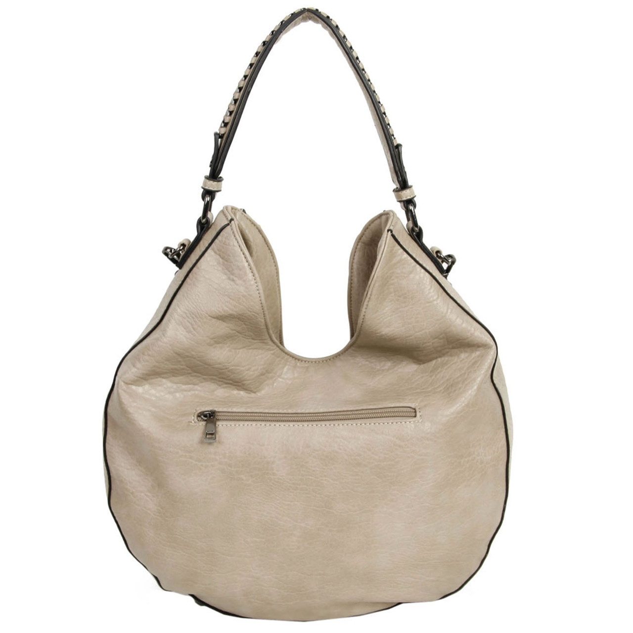 S dark taupe leather flap bag