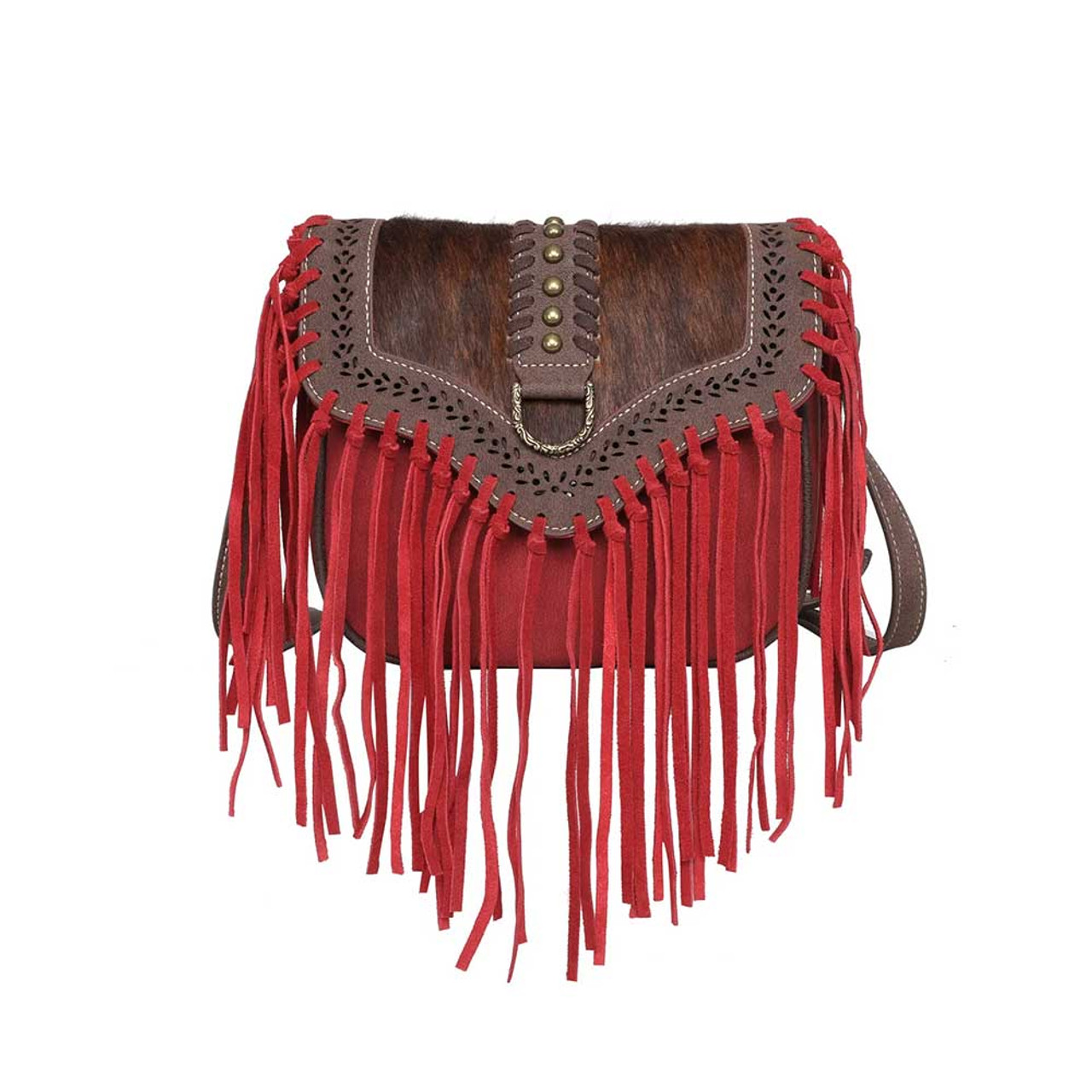 Red Deerskin Leather Crossbody Long Fringe Bag Purse Festival Boho Runway |  eBay
