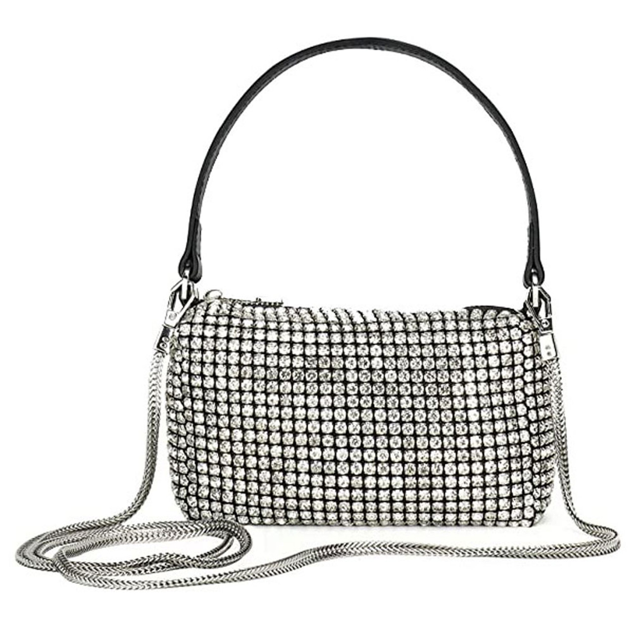 Buy Womens Embroidery Bag Silver Sparkle Clutch Purse In USA