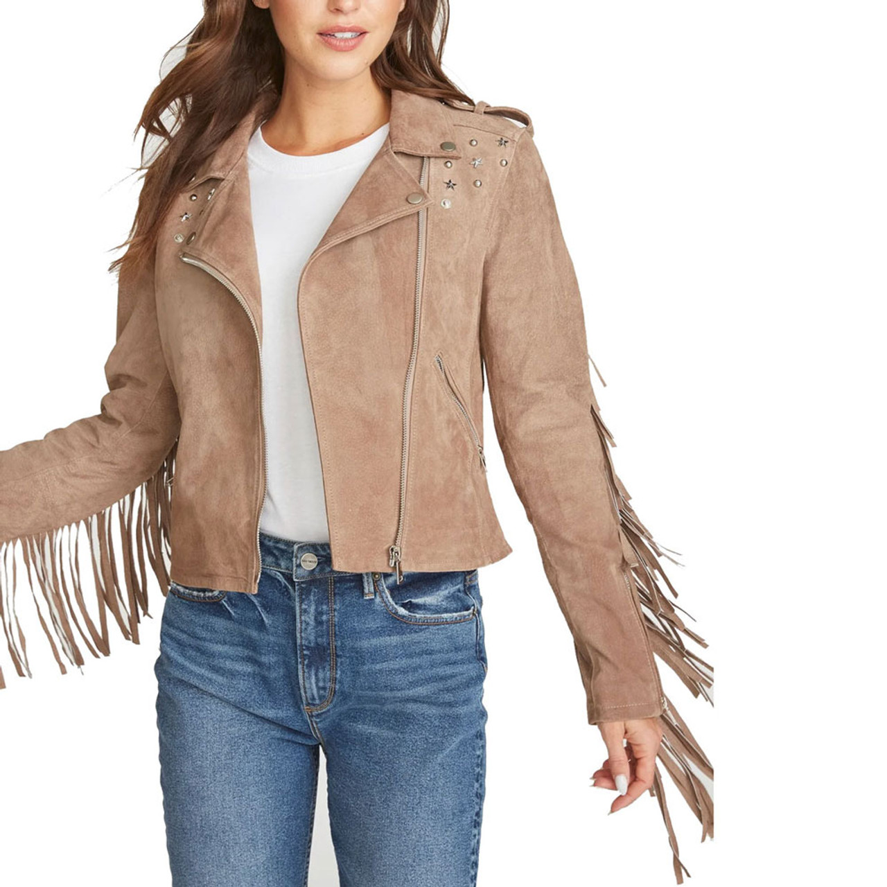 Driftwood Lennon Studded Suede Fringe Jacket