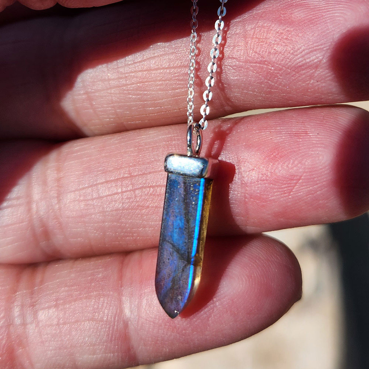 labradorite point pendant