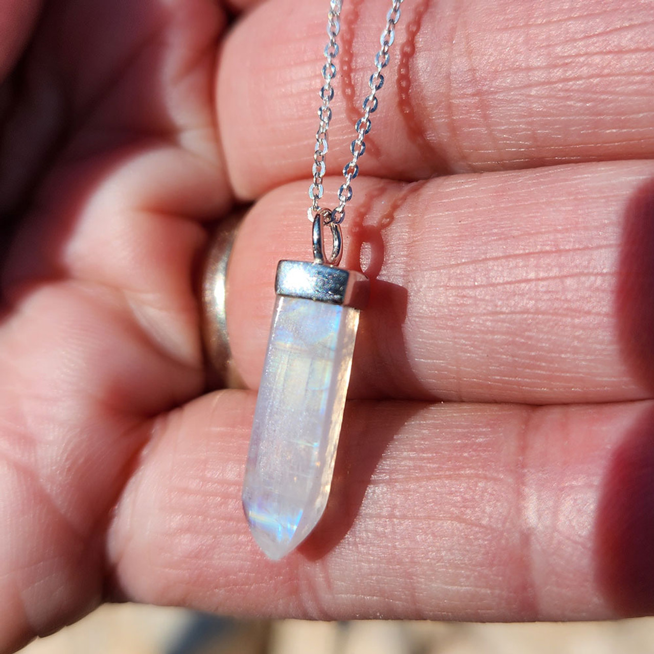 Moonstone sterling silver necklace pendant – Fayes jewelry designs