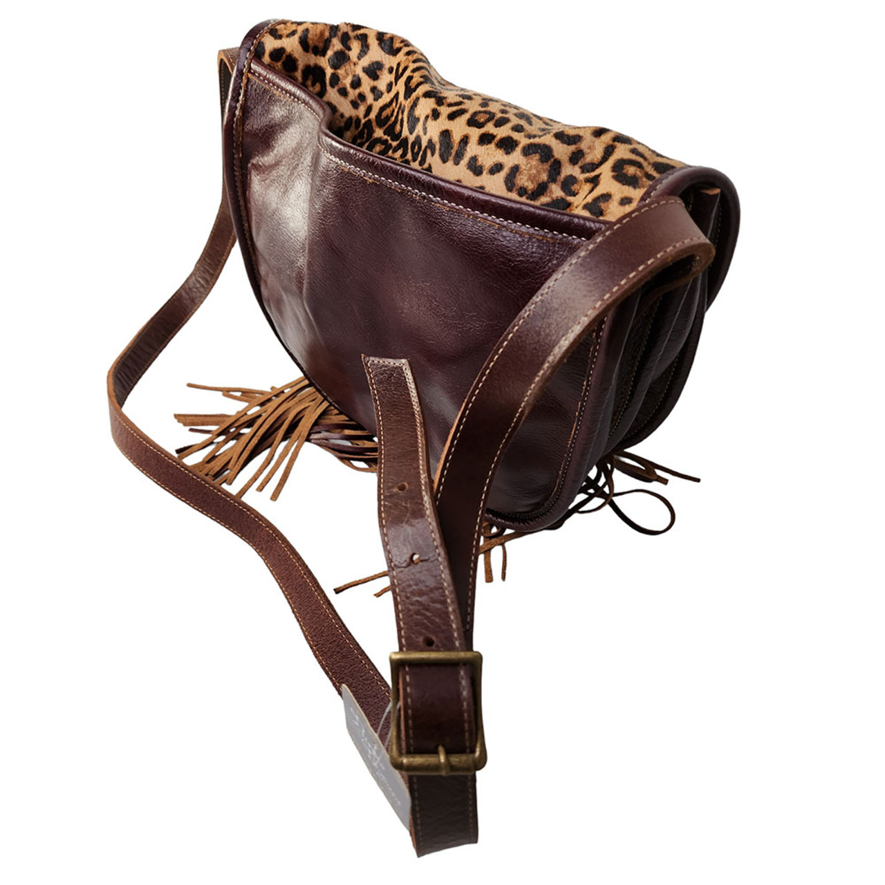 The Dolly Genuine leather fringe leopard crossbody