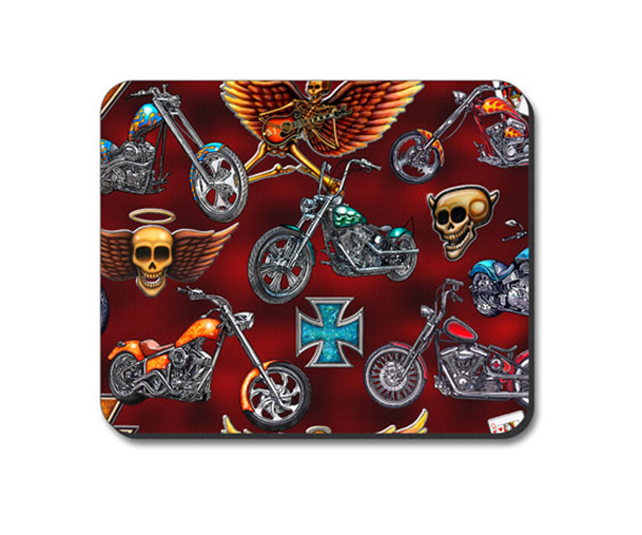 Choppers And Skulls Mouse Pad Mat Computer Desk Accessories Biker