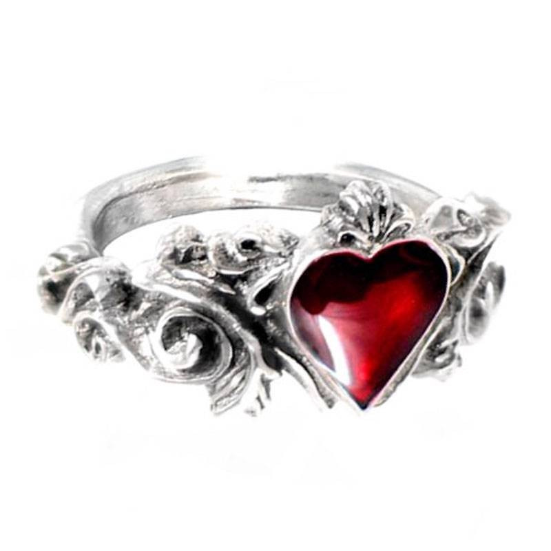 Betrothal Blood Red Heart Ring Alchemy Gothic Pewter Jewelry R134 Purple Leopard Boutique