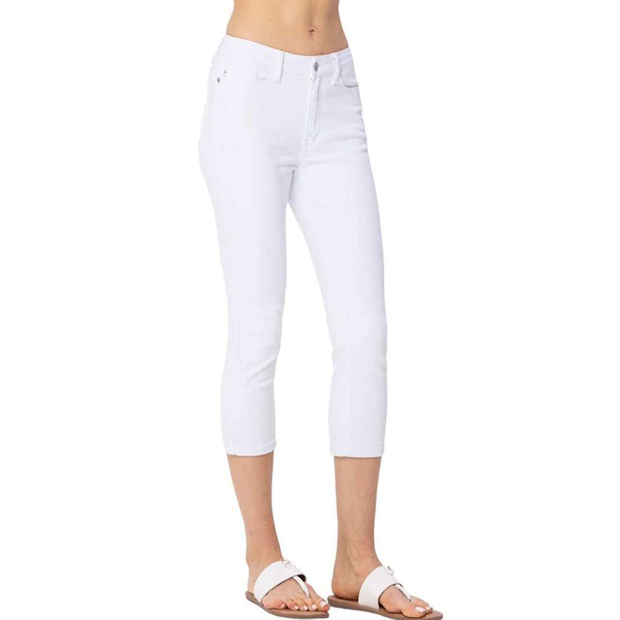 Judy Blue Mid Rise White Skinny Fit Capri Jeans