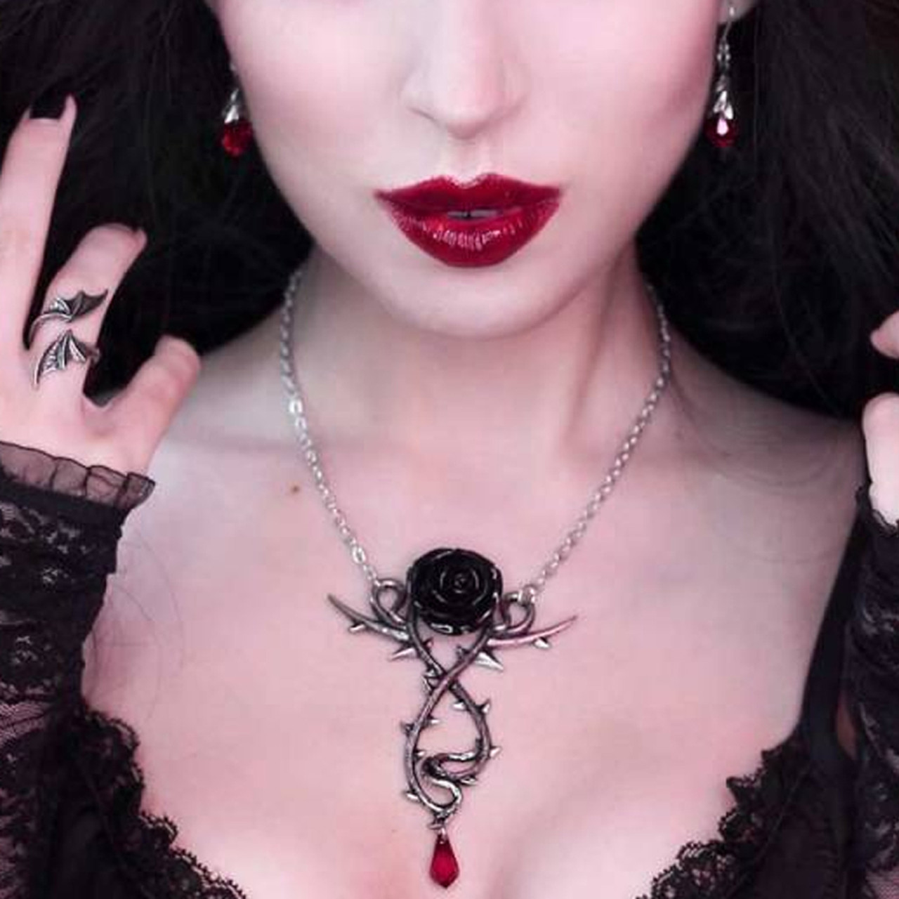 Buy CZ Mukut Necklace with black rose plating 417701 | Kanhai Jewels