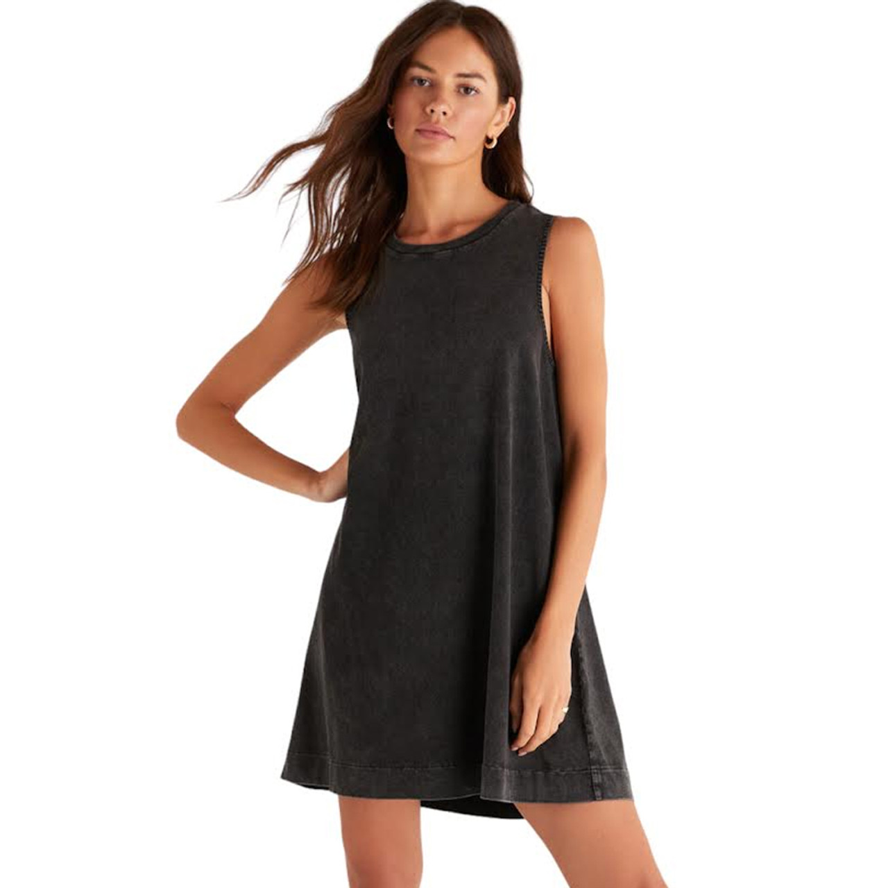 Z Supply Sloane Black Crew Neckline Mini Dress